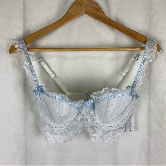 La Senza Bride to Be Lace & Polka Dot Bra in White & Blue, Size: 34B - Picture 1 of 9